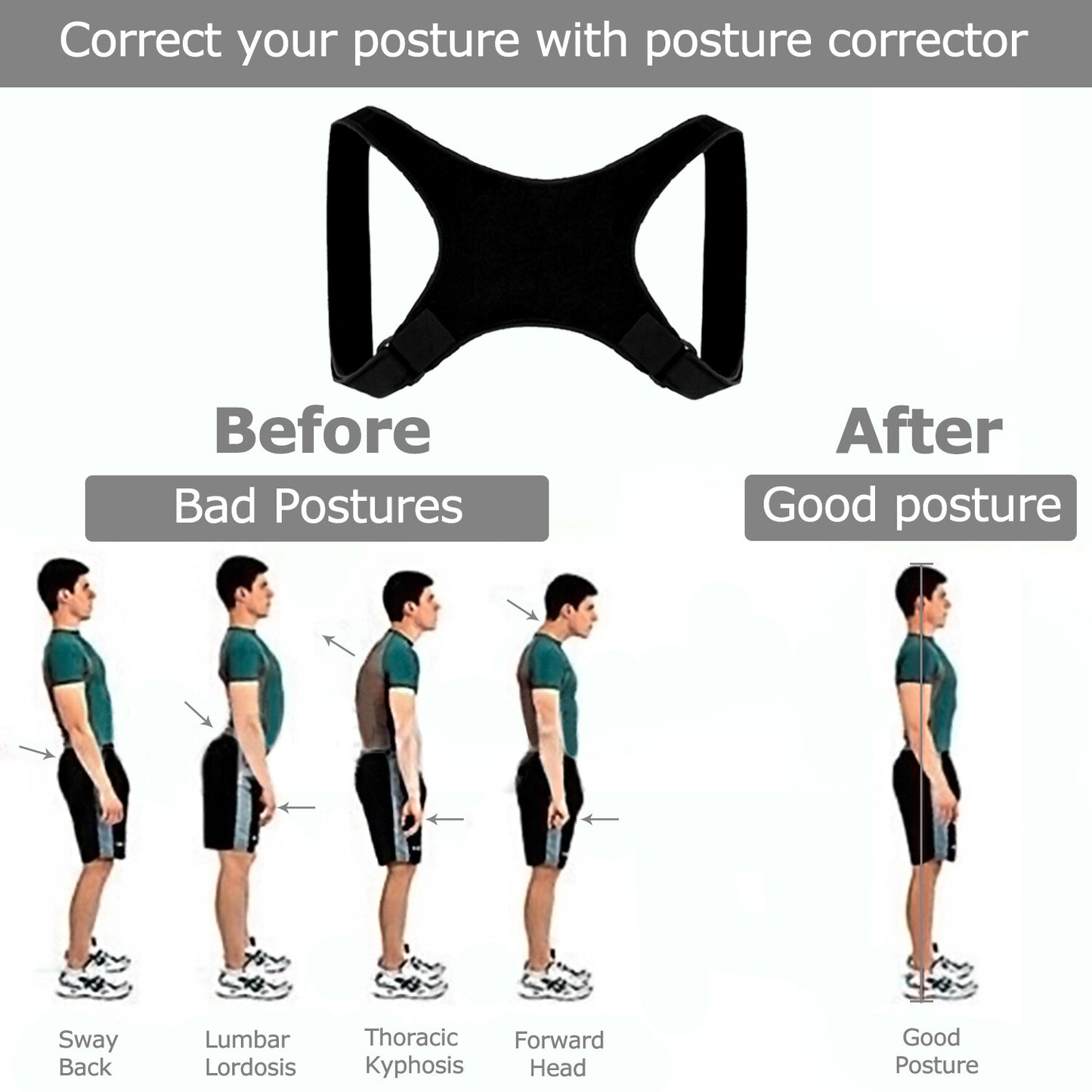 Back Posture Corrector Shoulder Straight Support Brace Belt Therapy Men Women